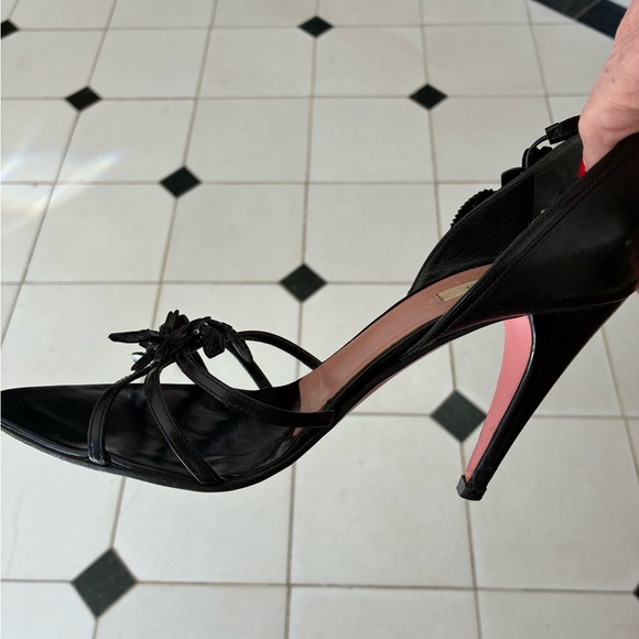 Prada Black Heels with Floral Accents - Picture 4 of 12